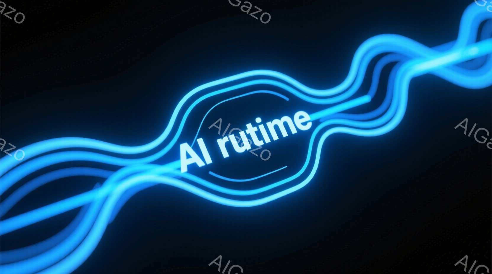 暗い背景に、明るい青色の光の線がねじれて流れる様子が描かれている。線はまるでエネルギーの流れのように見え、未来的な雰囲気を醸し出している。全体的に、テクノロジーやデジタル世界の抽象的な表現として捉える - AI生成フリー素材