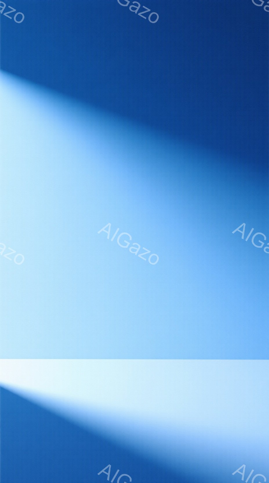 この画像は青色のグラデーションで構成されており、鮮明な人物や物体は存在しません。上部が濃い青色で、下部に向かうにつれて徐々に薄い青色へと変化していく、抽象的な表現です。全体的に穏やかで静謐な雰囲気を醸し出しています。