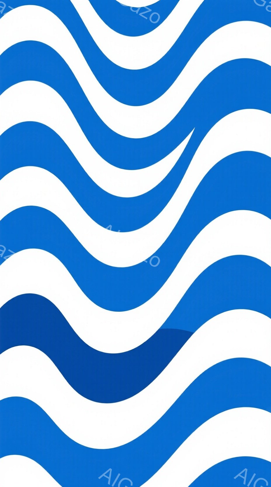 鮮やかな青と白の波のような曲線が画面全体を覆っており、まるで水面のようだ。曲線は滑らかで、規則的に繰り返され、リズミカルな印象を与える。背景は単色で、波の曲線が際立っている。 - AI生成フリー素材