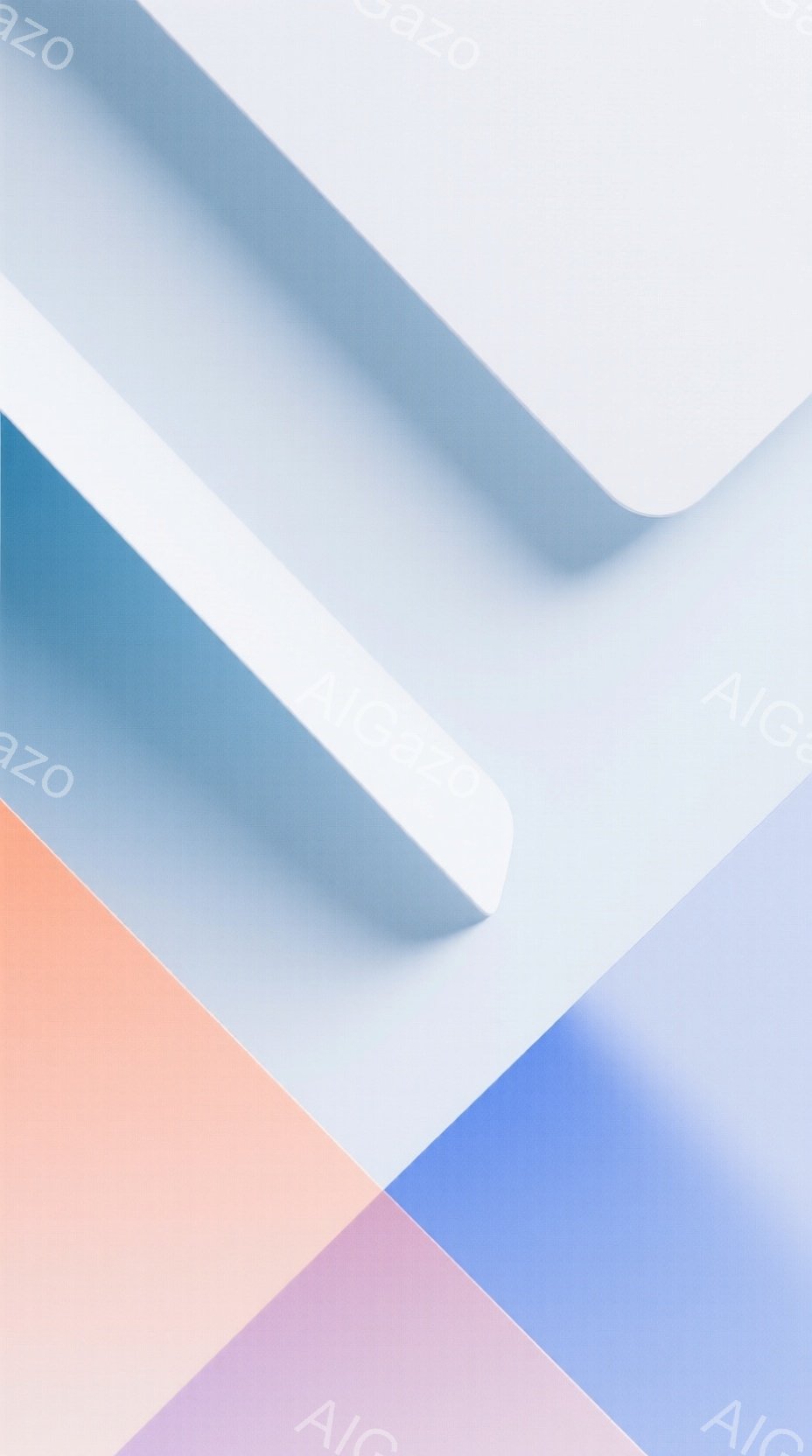 この画像は、淡いパステルカラーの抽象的な背景で構成されています。青、ピンク、オレンジ、紫色のグラデーションが交差し、光沢のある白い帯が斜めに走ることで、ミニマルでありながらダイナミックな印象を与えてい - AI生成フリー素材