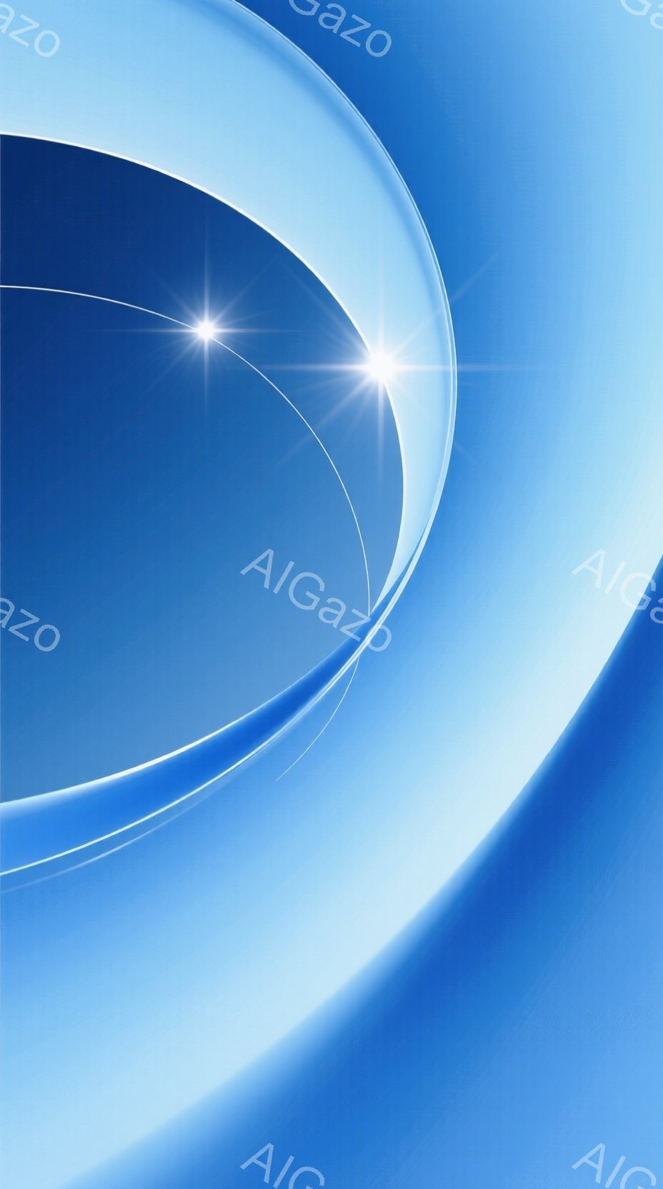 この画像は、鮮やかな青色の曲線が印象的な抽象的な構成です。曲線は光沢があり、滑らかな質感で、光が反射しているように見えます。背景はグラデーションで、穏やかで未来的な雰囲気を醸し出しています。 - AI生成フリー素材