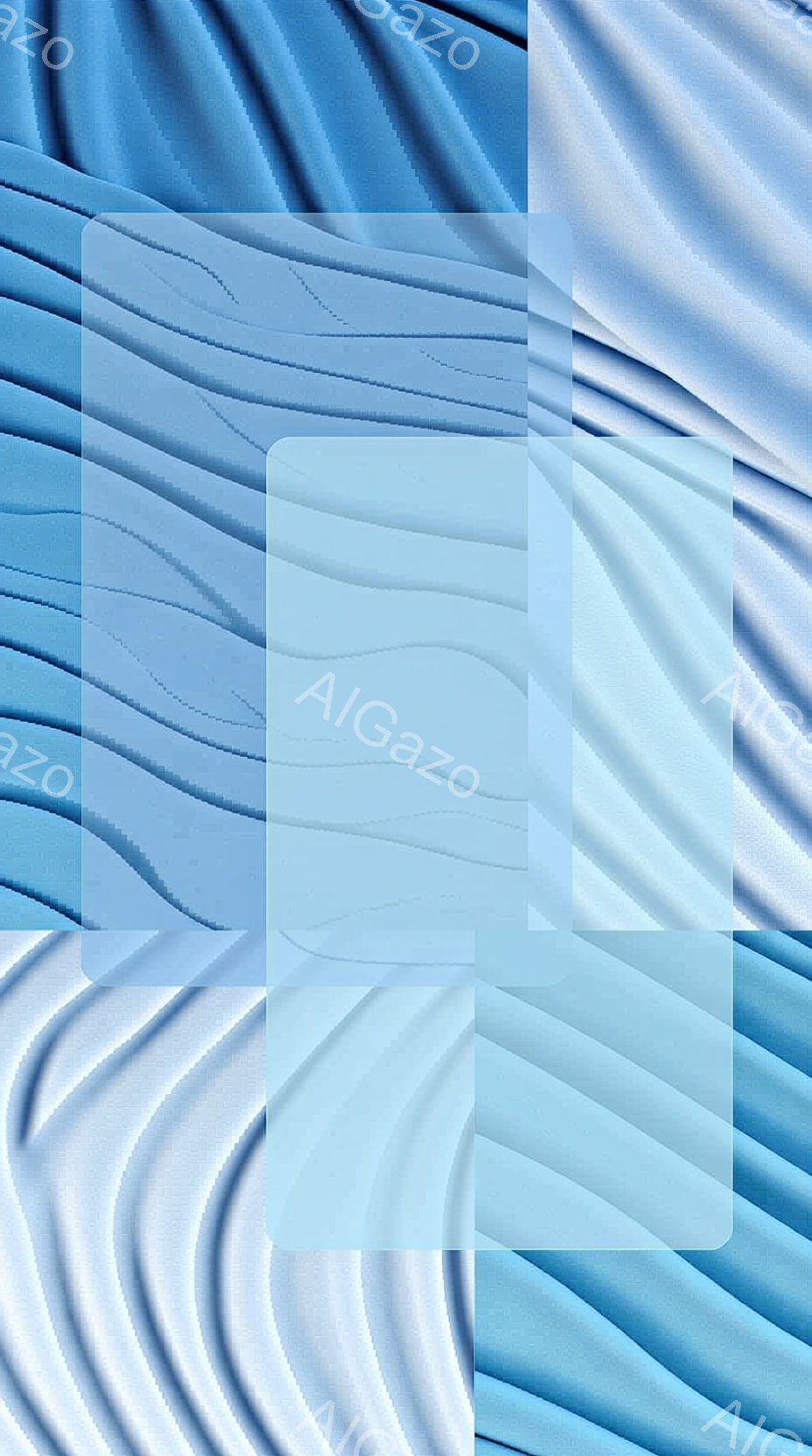 この画像は、明るい水色の布地の詳細なクローズアップです。布地は波状にプリーツが施されており、光と影が強調され、立体感と豊かな質感が表現されています。全体的に穏やかでソフトな印象を与え、洗練されたデザインの素材として捉えられます。