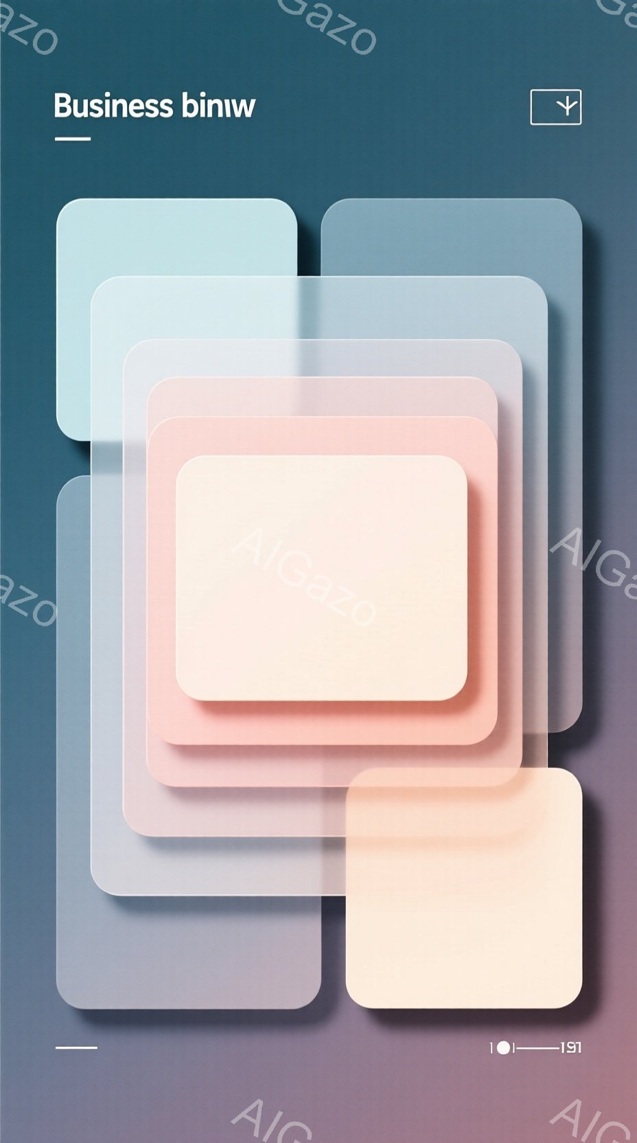 画像は、重ねられた半透明の正方形で構成されており、色が薄い青からオレンジ色へと徐々に変化しています。正方形は互いに少しずれて配置され、奥行きと動きの感覚を生み出しています。全体的に、ミニマルでモダンなデザインで、抽象的な美しさと洗練された雰囲気を漂わせています。