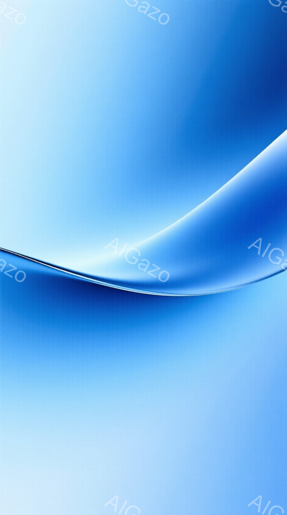 この画像は、青と水色のグラデーションで構成された抽象的な背景です。上部には、滑らかで曲線的な白い帯が流れ、光沢のある質感が強調されています。全体的に、静かで落ち着いた雰囲気を醸し出しており、透明感と奥行きが感じられます。