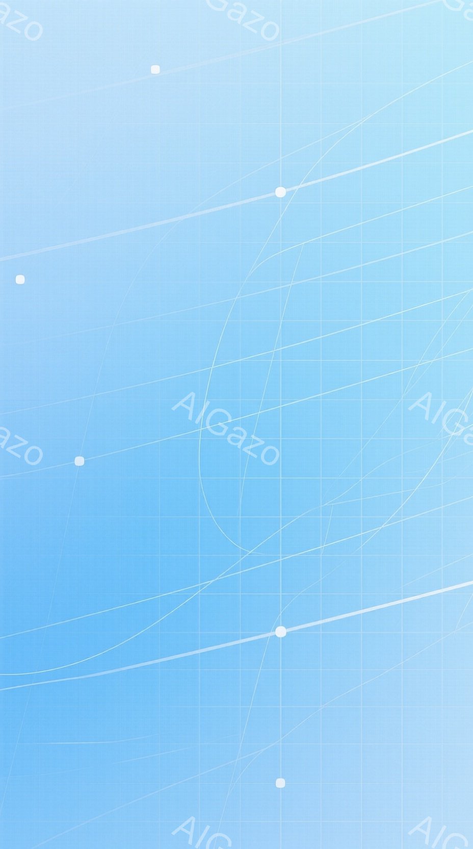 この画像は、淡い青色の背景に、白い直線と曲線が格子状に組み合わさった抽象的なデザインです。点線が散りばめられており、全体的に未来的な印象を与えます。背景は均一な色合いで、視覚的なノイズが少なく、穏やかな雰囲気を作り出しています。