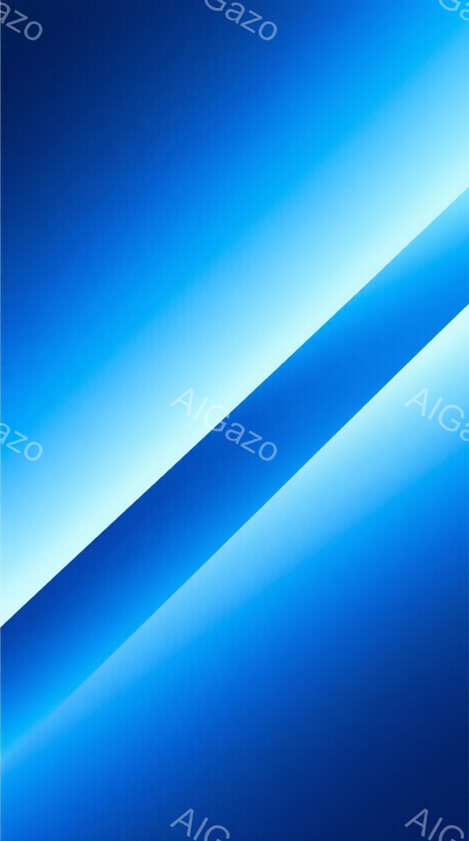 この画像は、青色のグラデーションが特徴的です。濃い青から薄い青へと滑らかに色が変化しており、斜めに太い帯状の光が画面を横切っています。背景は単色で、シンプルながらも奥行きを感じさせる抽象的な表現です。