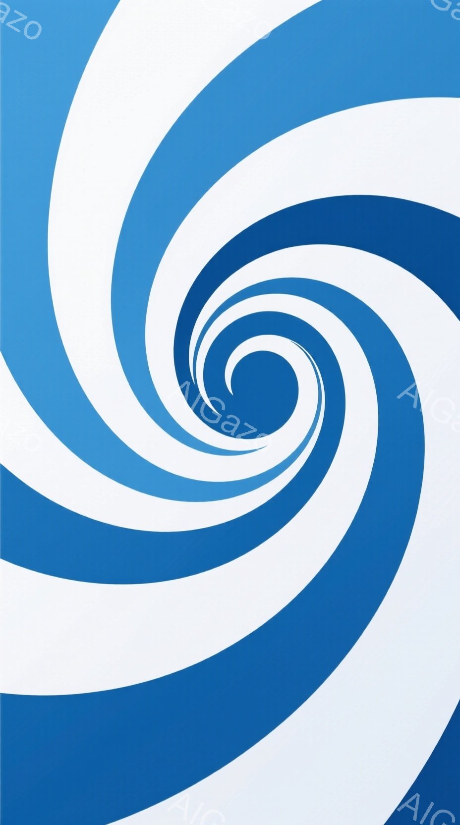 この画像は、渦巻状の青と白のストライプで構成された抽象的なデザインです。中心部に向かって色が濃くなり、視覚的な奥行きを生み出しています。全体として、動きとエネルギーを感じさせる鮮やかなイメージです。