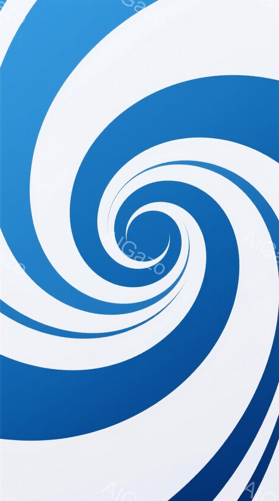 この画像は、濃い青と白の渦巻き模様が描かれた抽象的な構成です。中心から外に向かって線が螺旋状に広がっており、視覚的な奥行きと動きを感じさせます。背景は単色で、渦巻き模様が際立っており、モダンでダイナミックな印象を与えます。