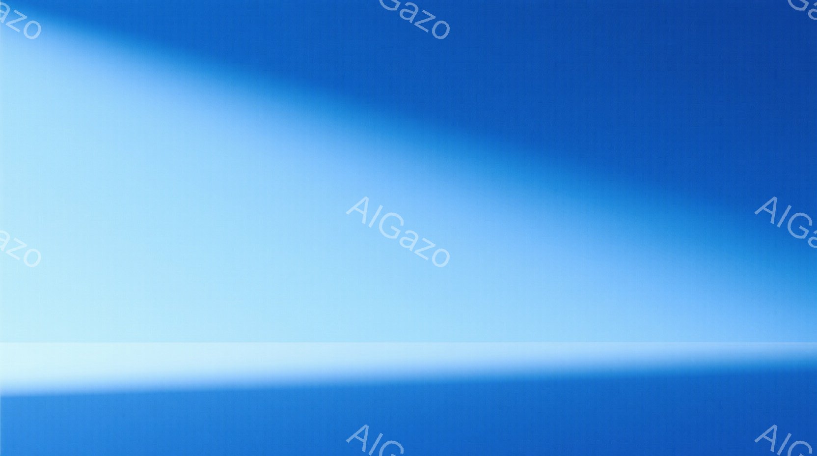 この画像は、青色のグラデーションが広がっており、鮮やかな空と穏やかな海を想起させます。明度差がはっきりとしておらず、具体的な被写体が認識できないため、抽象的な印象を与えます。全体的に静かで平和な雰囲気が漂っており、見る人にリラックス効果を与えるかもしれません。