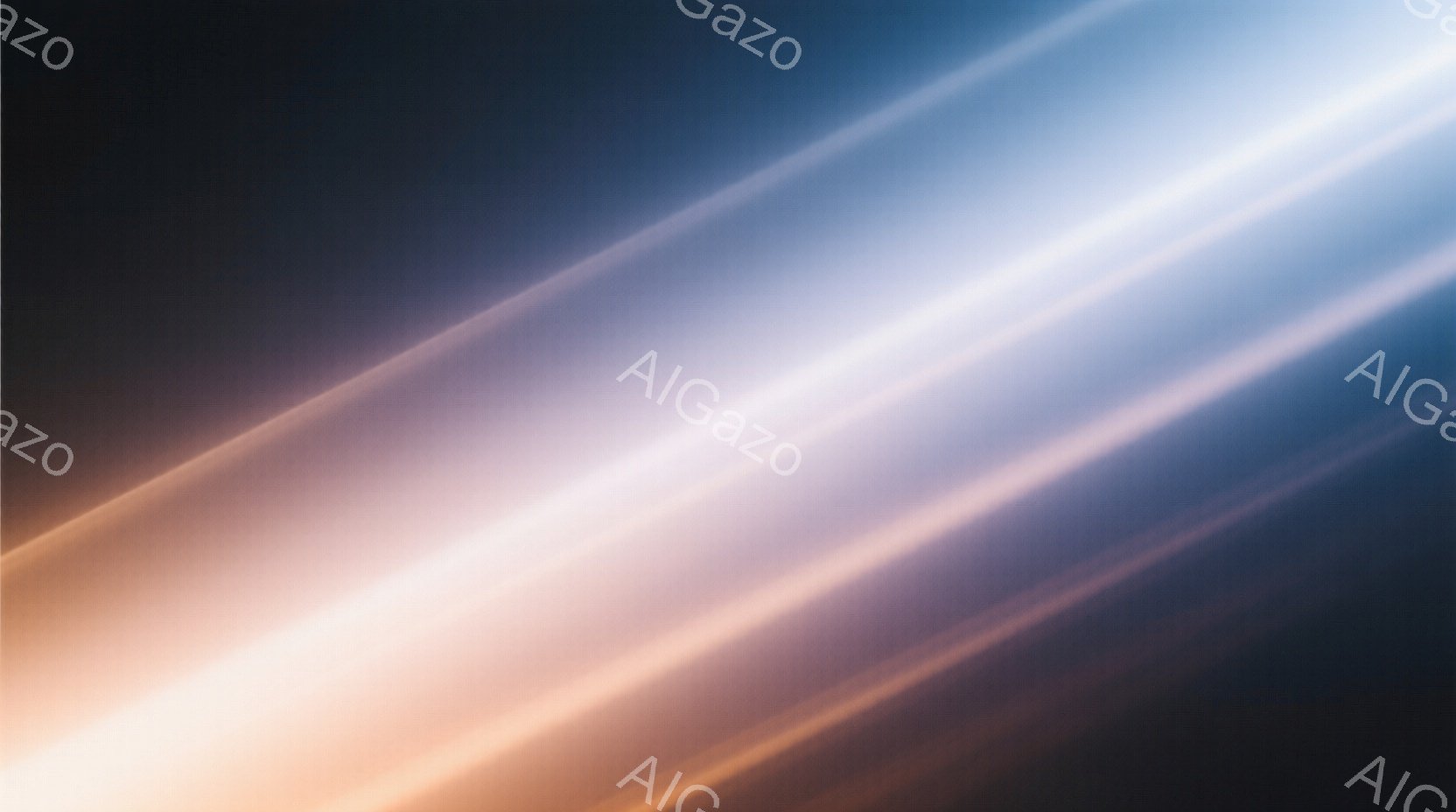 画像は、光の帯が斜めに交差する抽象的な構成です。オレンジ、白、紫の色調が混ざり合い、ダイナミックで流れるような印象を与えます。背景は暗く、光の帯が際立つことで、未来的な雰囲気を作り出しています。