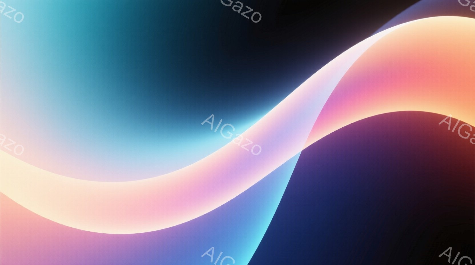 この画像は、鮮やかな色彩が溶け合う抽象的な背景です。ピンク、オレンジ、水色、紫色のグラデーションが流れるように重なり合い、滑らかで夢幻的な雰囲気を醸し出しています。光沢のある質感と曲線的なフォルムが特 - AI生成フリー素材