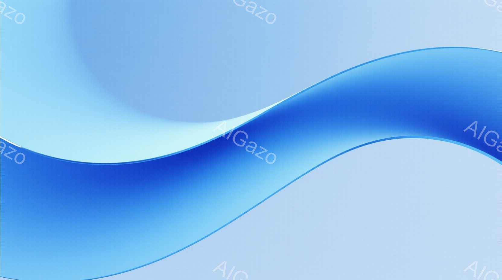 鮮やかな青と水色のグラデーションが、滑らかな曲線を描いて画面を占めている。背景はぼやけた淡い青色で、奥行きを感じさせる。全体的に流れるような動きと、静かで穏やかな雰囲気が漂っている。 - AI生成フリー素材