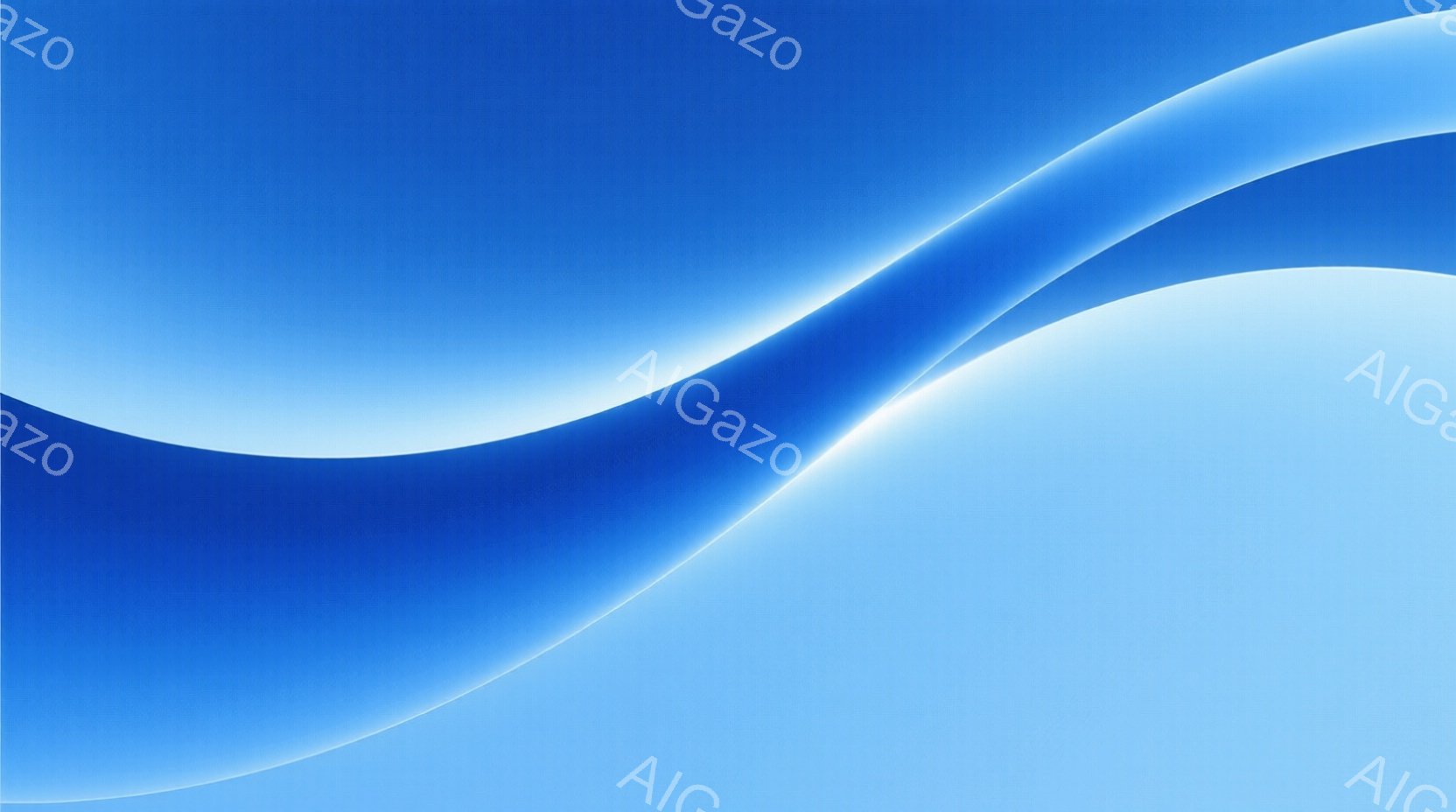 鮮やかな青色のグラデーションが特徴的な抽象的な画像です。曲線が大きくうねり、光沢のある質感で、まるで流れる水や空気の流れを表現しているかのようです。背景は均一な青色で、曲線が際立ち、静かで落ち着いた雰 - AI生成フリー素材