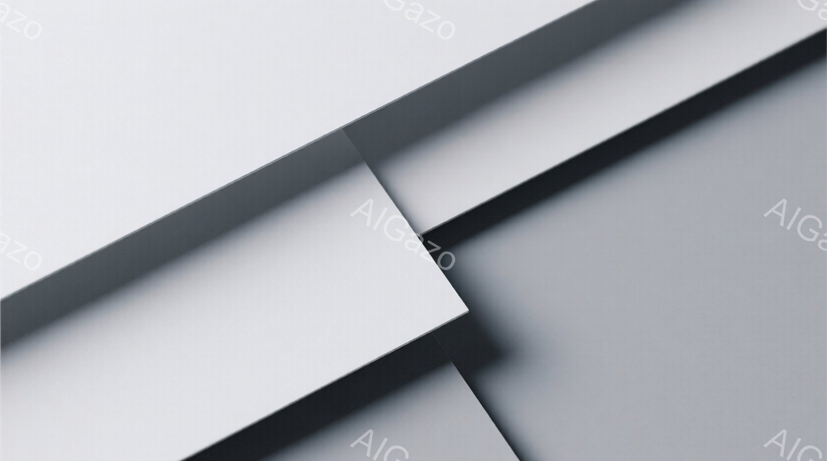 この画像は、白とグレーの幾何学的な形が重なり合った抽象的な構成です。光と影のコントラストが際立ち、表面の質感と奥行きを強調しています。ミニマルでモダンな印象を与え、洗練された雰囲気を醸し出しています。 - AI生成フリー素材