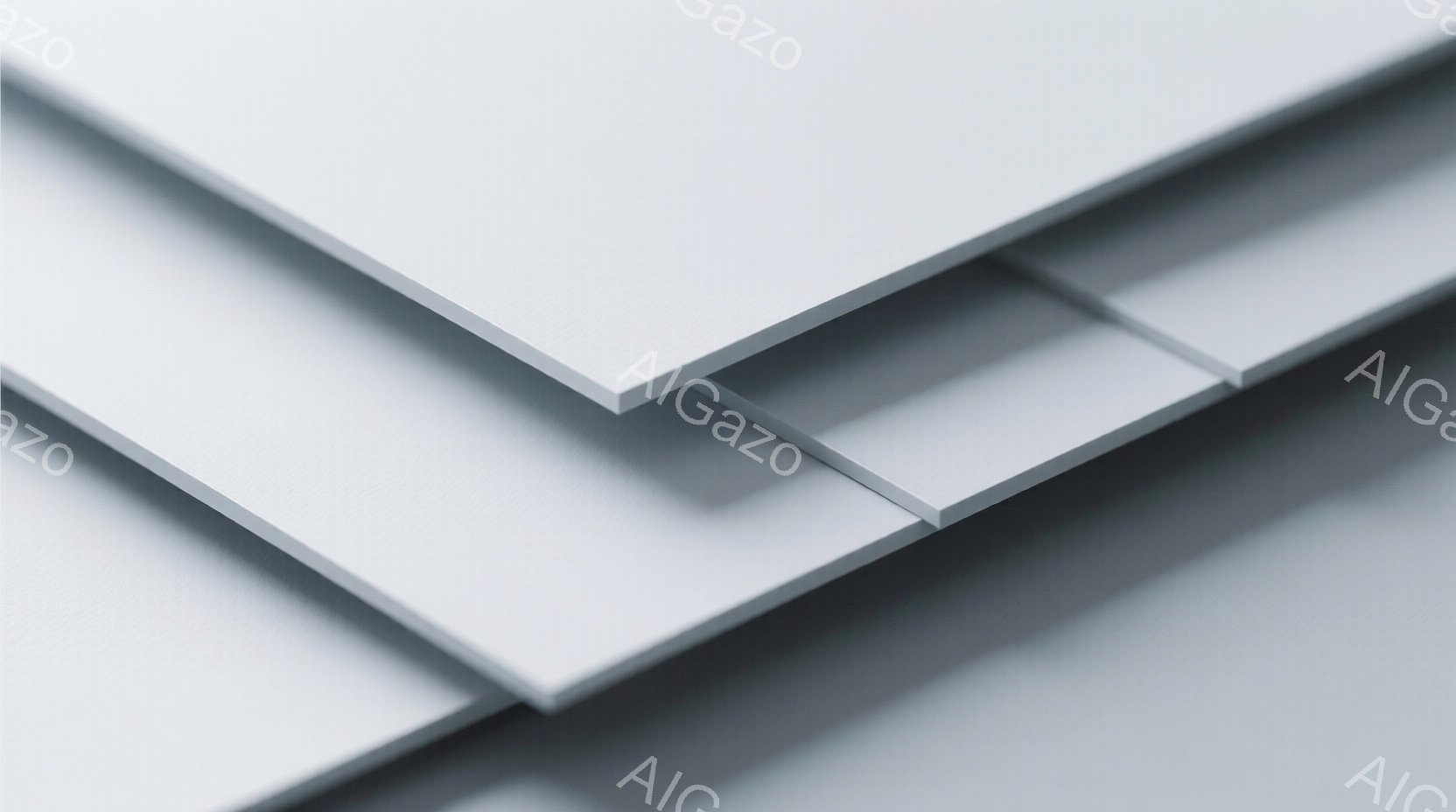 白い板が何枚か重なり合って写っている写真です。光の当たり方で、それぞれの板の端がわずかに影を作り、奥行きを感じさせます。全体的にシンプルな構成で、ミニマルな印象を与えます。