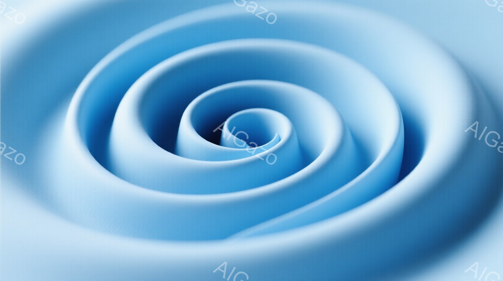 鮮やかな水色の布が渦巻き状に重なり合ったクローズアップ画像です。布は柔らかく、光沢があり、まるで花びらのように見える美しいテクスチャを持っています。背景はぼやけており、布の形状と質感が際立っています。 - AI生成フリー素材