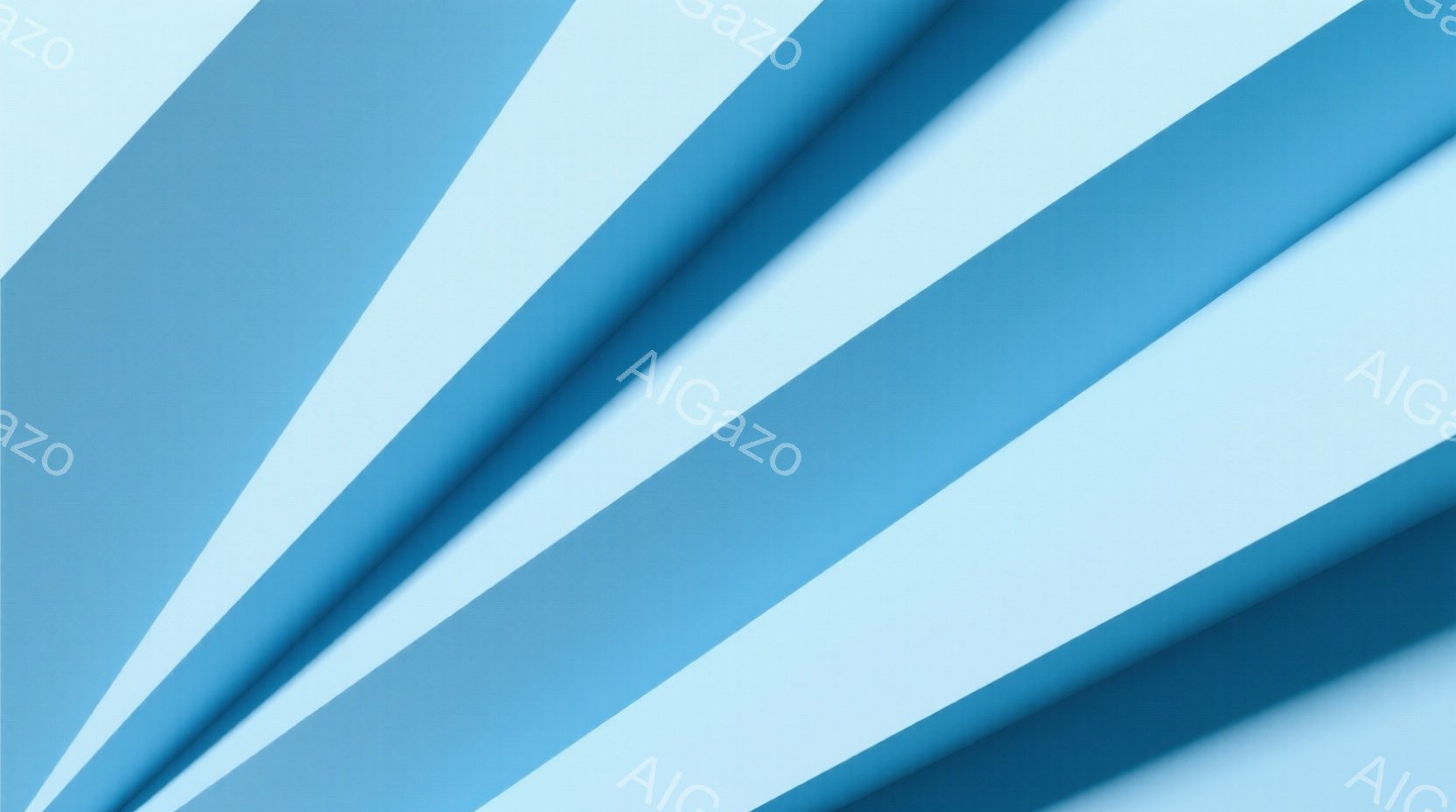 この画像は、青と白のストライプが放射状に広がる抽象的なデザインです。ストライプは滑らかな質感で、光沢のある表現が施されています。全体的にクールでモダンな印象を与え、ミニマリズムを強調したアート作品のようです。