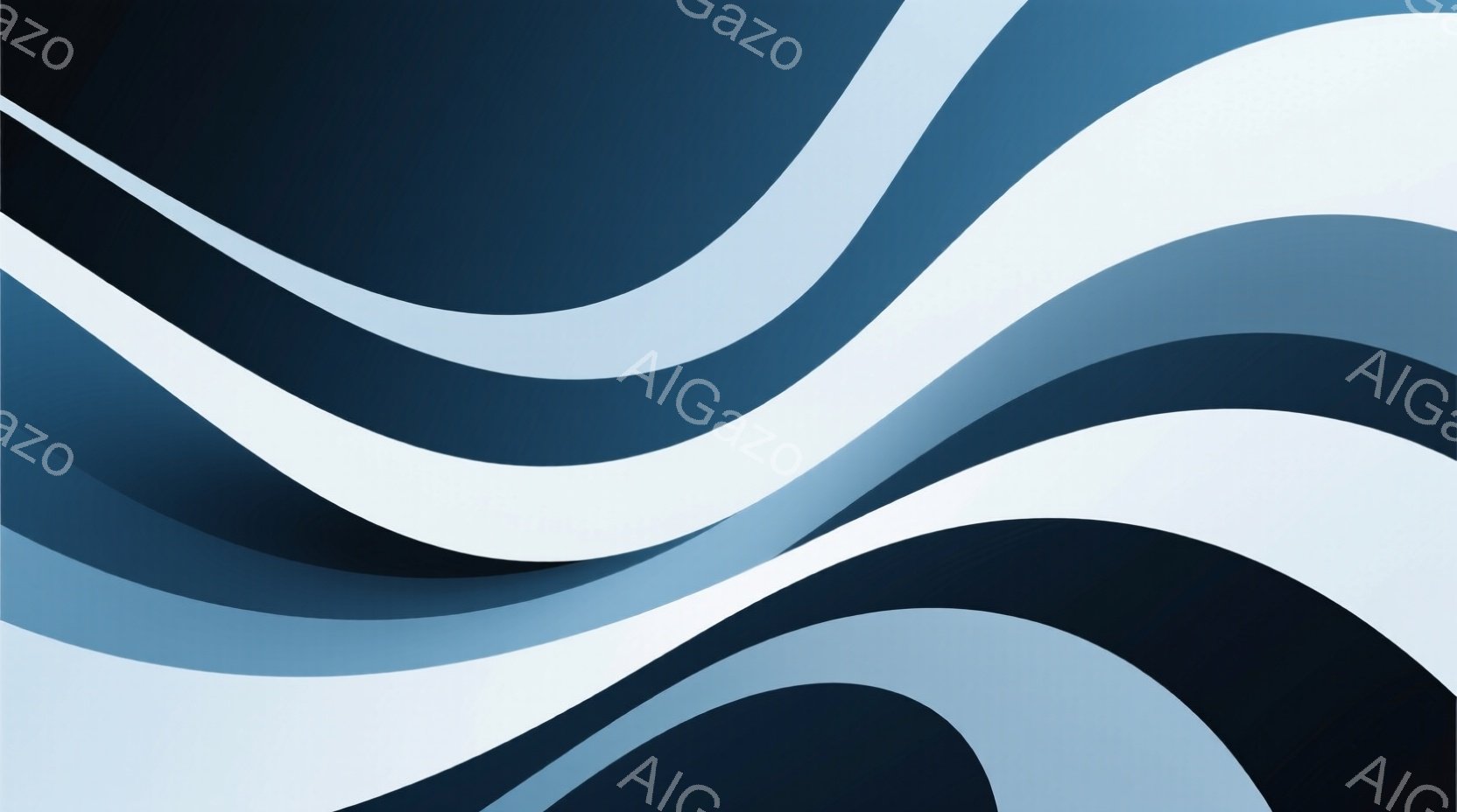 鮮やかな青と白の曲線が、まるで波のように流れる抽象的な背景です。グラデーションが滑らかで、光沢があり、奥行きを感じさせます。全体的にクールでモダンな雰囲気で、静けさと動きが共存しています。