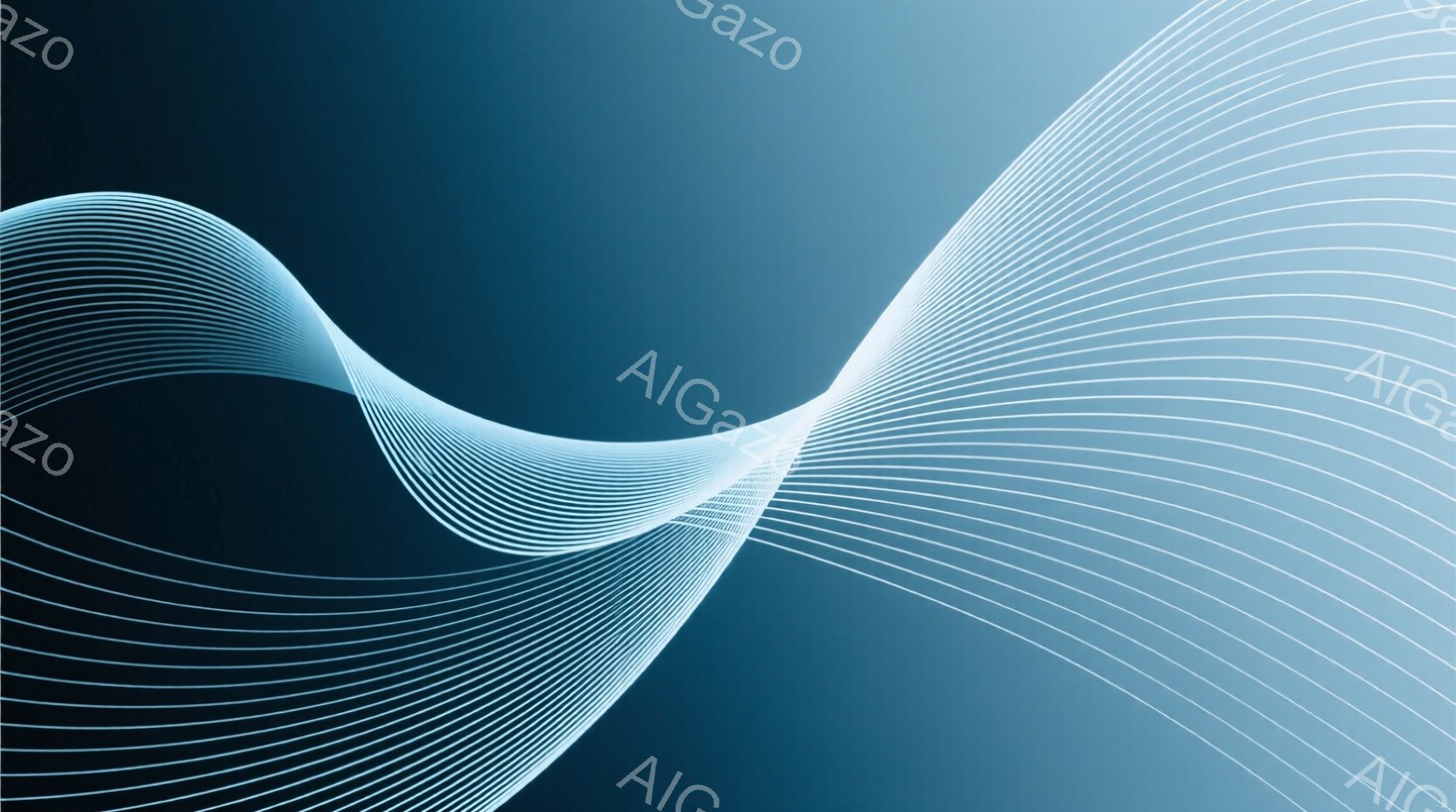 鮮やかな青色の背景に、白い線が放射状に広がる抽象的な画像です。線はまるで光の軌跡のように、優雅な曲線を描きながら広がっています。全体的に未来感があり、静かで穏やかな雰囲気を醸し出しています。