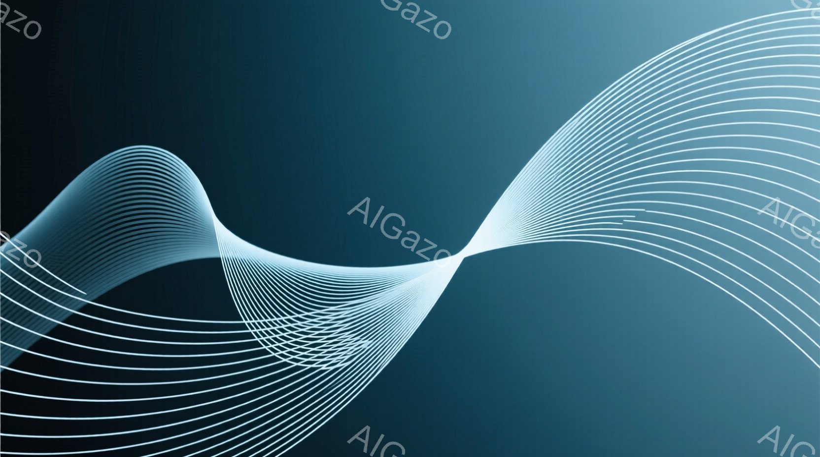 滑らかな白い線が、濃い青色の背景を曲線的に横切る抽象的なイメージです。線は左側から始まり、右上に流れるように配置され、複雑な模様を作り出しています。全体的に、流動的で未来的な雰囲気が漂い、動きとエネル - AI生成フリー素材