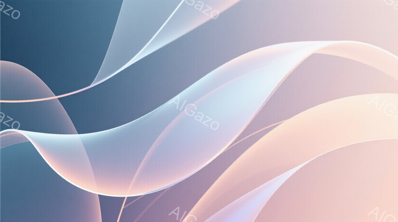 抽象的な背景が印象的な画像です。柔らかいピンク、青、白の曲線が絡み合い、流れるような動きと軽やかさを表現しています。背景はグラデーションになっており、全体的に穏やかで夢幻的な雰囲気を醸し出しています。 - AI生成フリー素材