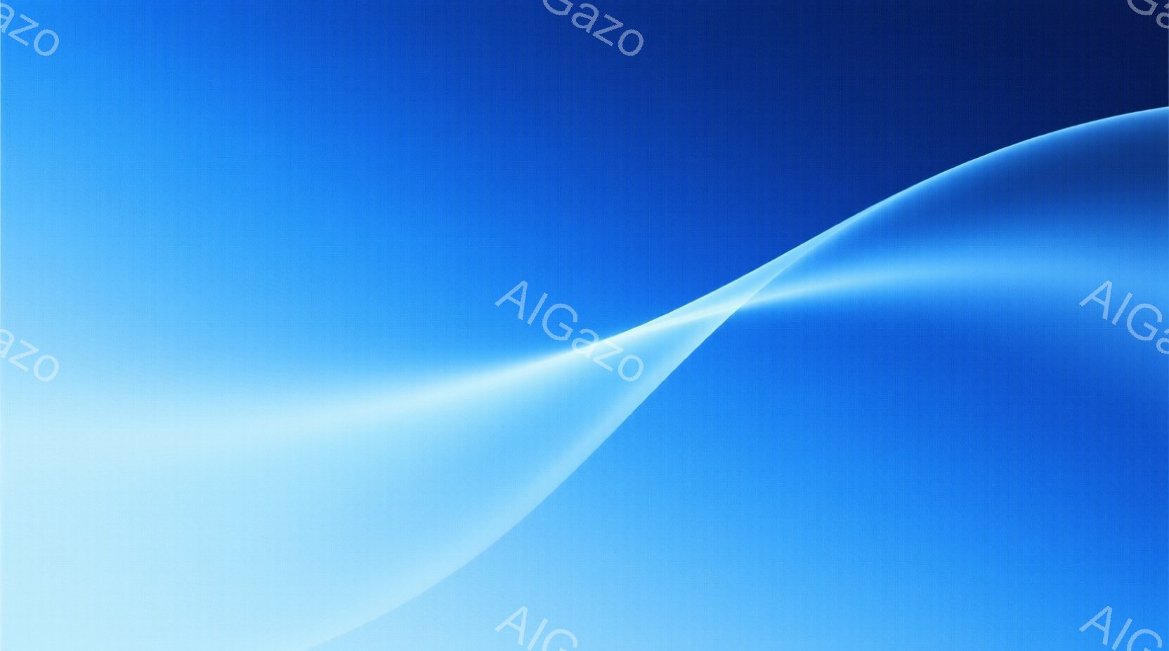 鮮やかな青色のグラデーションが広がる抽象的な背景画像です。左側は明るい水色から右側にかけて濃い青色へと変化し、曲線的な光の帯が画面を斜めに横切っています。全体的に穏やかで流れるような、静寂と未来的な印 - AI生成フリー素材