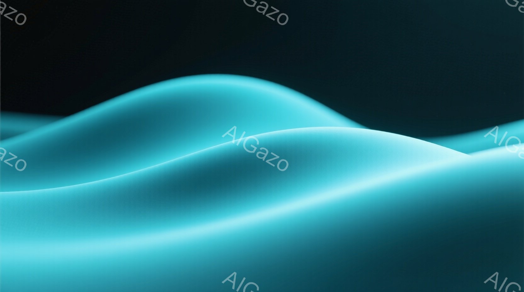 この画像は、柔らかい青色の流れるような曲線が特徴的な抽象的な表現です。光沢のある質感と影のコントラストが、滑らかで有機的な形を強調しています。背景は暗く、曲線が浮かび上がるように設計されており、静かで - AI生成フリー素材