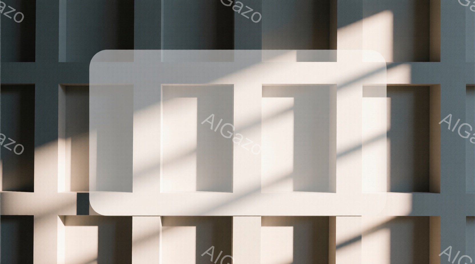 白い壁面に規則的に並んだ窪みが印象的な画像です。光が壁の一部を照らし、影と光のコントラストが幾何学的なパターンを生み出しています。全体的にミニマルで現代的な雰囲気を持ち、静けさと奥行きを感じさせます。