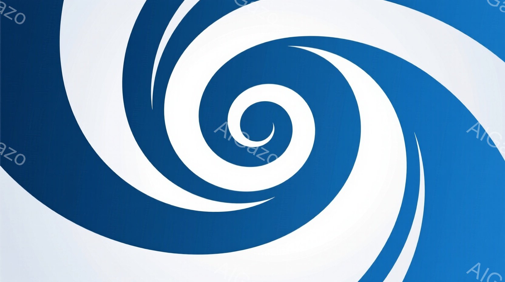 鮮やかな青と白の渦巻きが印象的な画像です。中心から放射状に広がる帯が、ダイナミックで力強い動きを表現しています。背景は単色で、渦巻きが際立ち、見る者に集中とエネルギーを感じさせます。