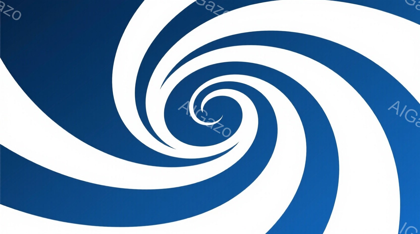 鮮やかな青と白の渦巻き模様が印象的な画像です。中心に向かって色が濃くなり、視覚的に強い引き込みを感じさせます。全体的にシンプルで抽象的でありながら、ダイナミックでエネルギーに満ちた雰囲気を醸し出してい - AI生成フリー素材