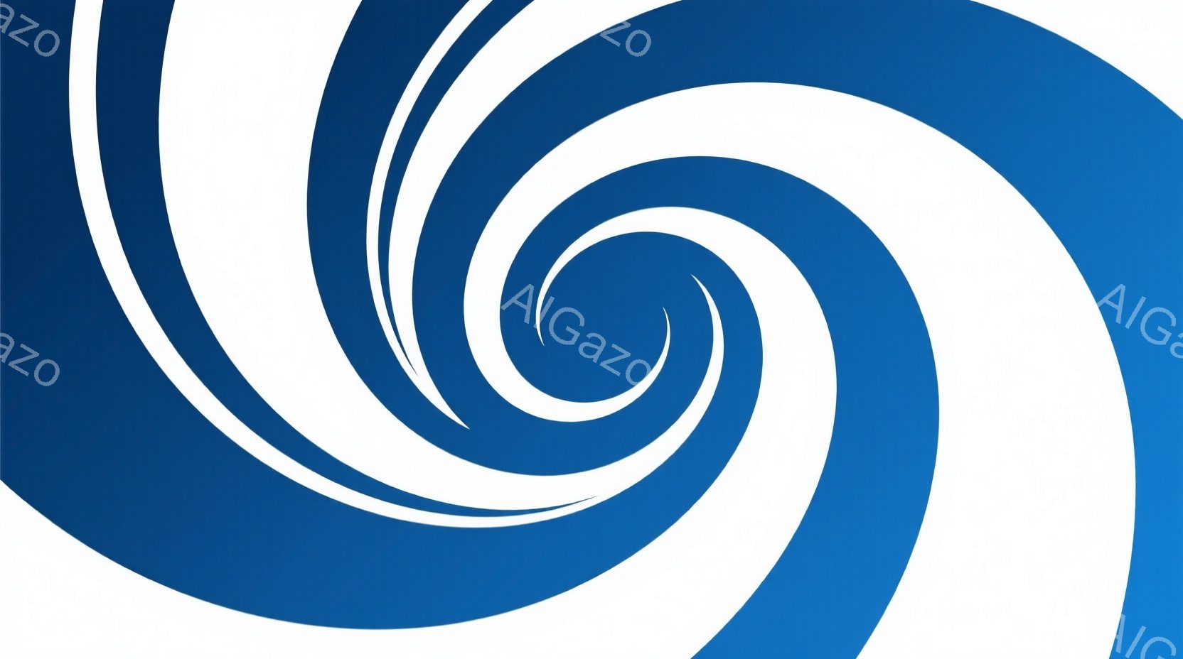 鮮やかな青と白の渦巻き模様が印象的な画像です。中心から外に向かって広がる曲線は、まるで水流や銀河のようなダイナミックな動きを感じさせます。背景は白で統一されており、渦巻きが際立ち、視覚的なインパクトを与えます。