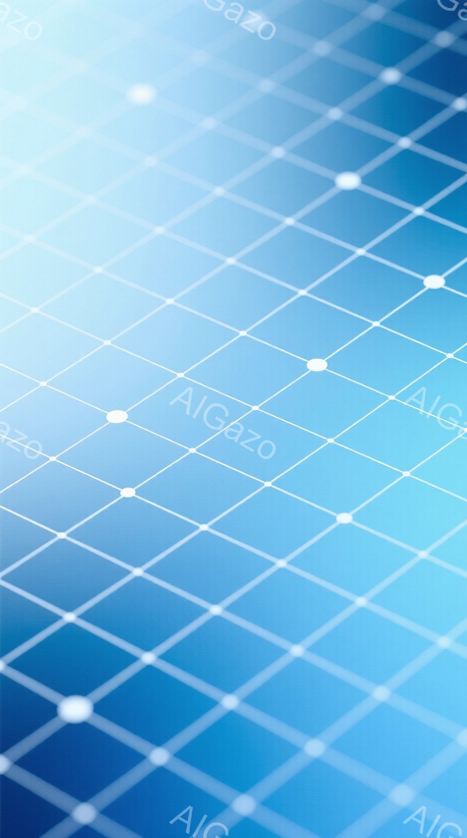 この画像は、青を基調としたグリッド状の背景で構成されています。白い点が規則的に配置され、奥行きを感じさせる遠近法が適用されています。全体的にクールで未来的、そしてテクノロジーを感じさせる雰囲気です。