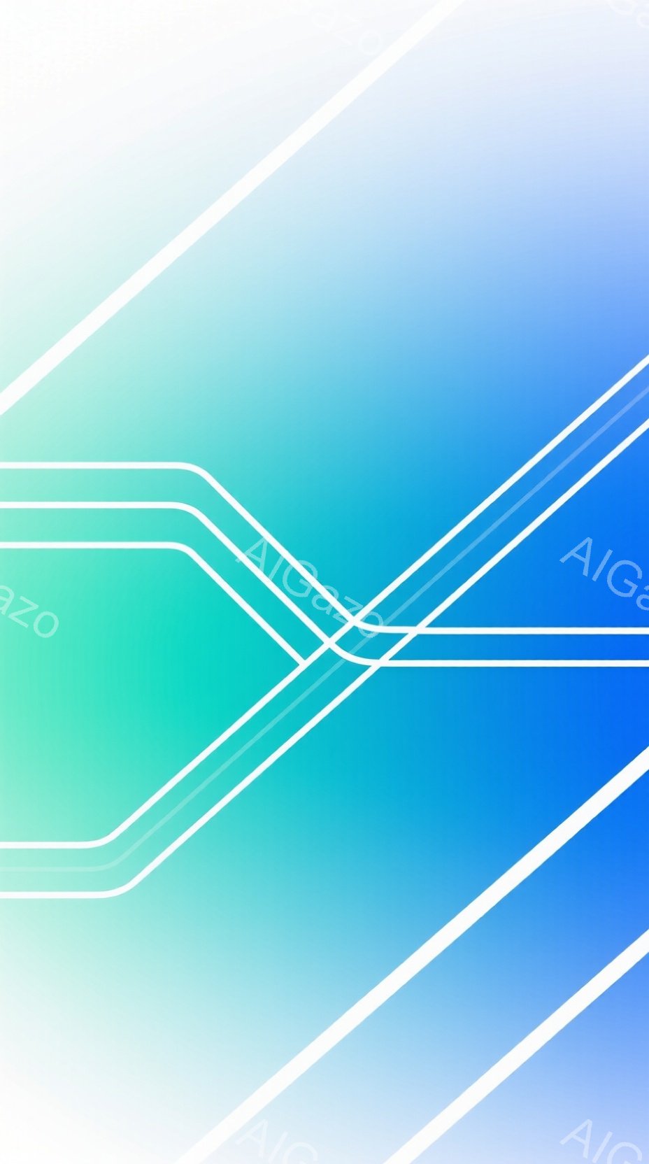 この画像は、鮮やかな青と緑のグラデーションを背景に、白い直線が交差する抽象的な構成です。線は角度をつけ、互いに交差しながら、ダイナミックで未来的な印象を与えます。背景の色の変化は滑らかで、全体としてクールで洗練された雰囲気を作り出しています。