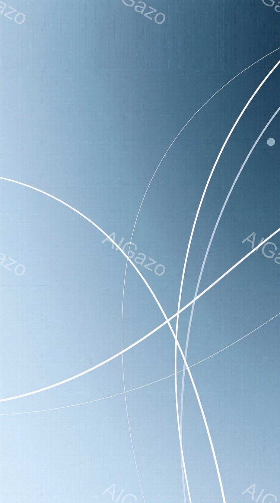 この画像は、薄い青色のグラデーションを背景に、白い曲線が複数交差している抽象的な構図です。曲線は、まるで光の軌跡のように流れており、シンプルながらも洗練された印象を与えます。全体的に穏やかで静謐な雰囲 - AI生成フリー素材