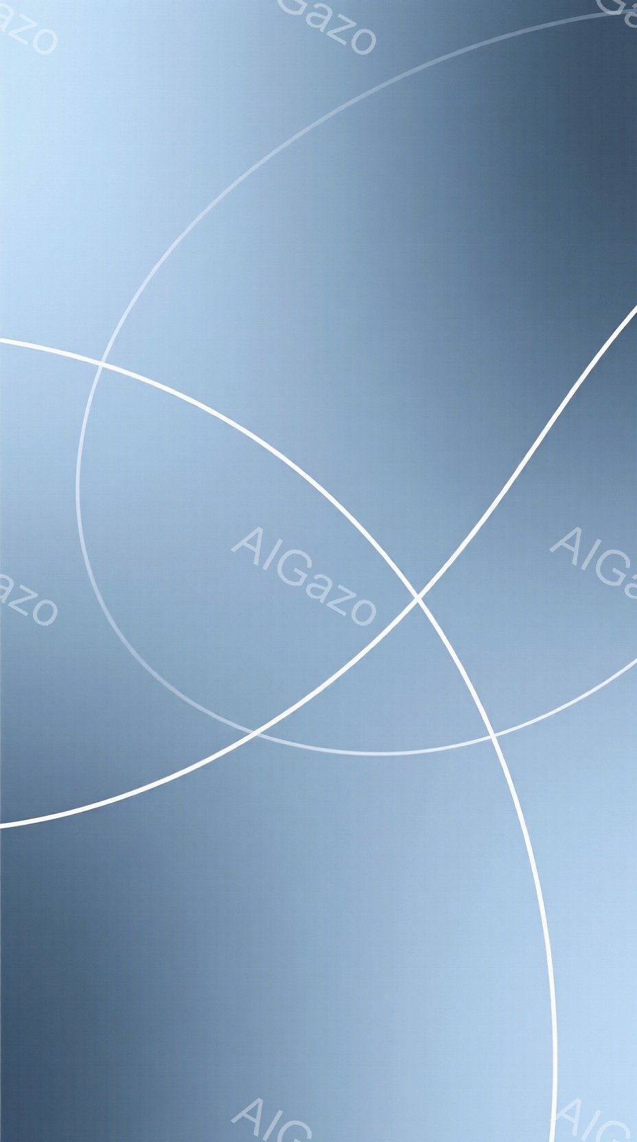 この画像は、青から灰色へのグラデーションがかった背景に、白く細い曲線が複数描かれている抽象的な構成です。曲線は交差しており、奥行きや動きの感覚を生み出しています。全体的に落ち着いた雰囲気で、静けさとミニマリズムを強調したデザインです。