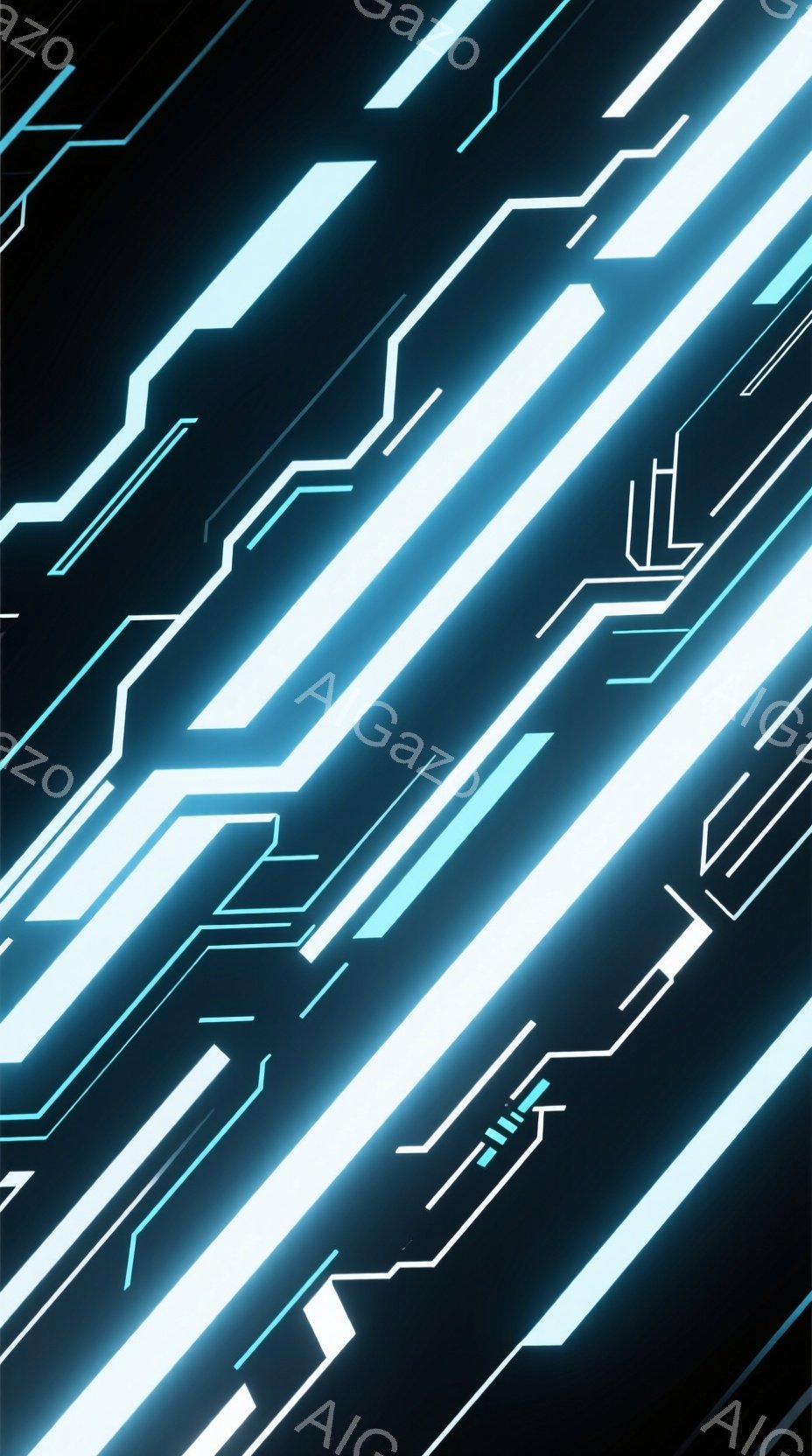 鮮やかな水色の光線が、黒背景を斜めに横切る抽象的なデザインです。光線は細く、未来的な回路やエネルギーの流れを連想させます。全体として、シンプルでありながらダイナミックで、サイバーパンクやテクノロジーをテーマにしたビジュアル作品のようにも見えます。