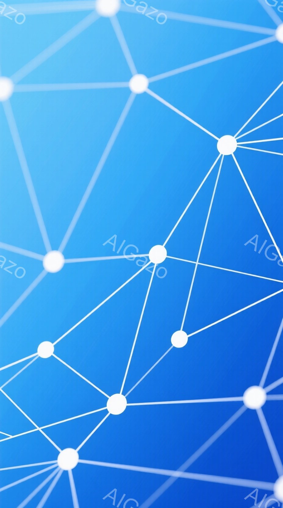 この画像は、白く光る点が線で結ばれたネットワークのような抽象的な表現です。背景は青色のグラデーションで、明るい部分から暗い部分へと滑らかに変化しています。全体として、近未来的でテクノロジーを感じさせる、洗練された印象を与える画像です。