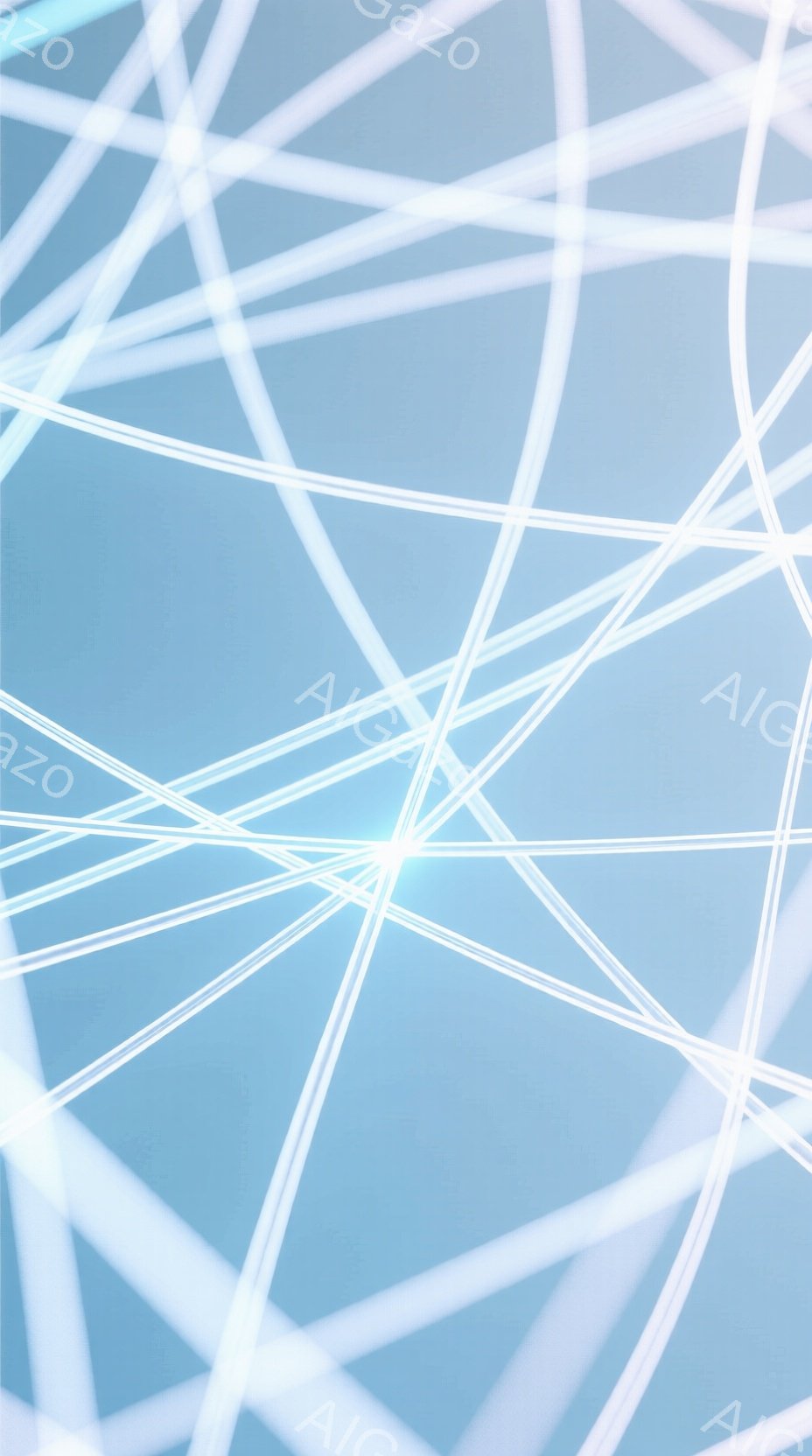 青みがかった背景に、白く光る線が無数に交差している抽象的な画像です。線は曲線的で、まるで光の軌跡やエネルギーの流れを表現しているかのようです。全体的に幻想的で、未来的な雰囲気を醸し出しています。 - AI生成フリー素材