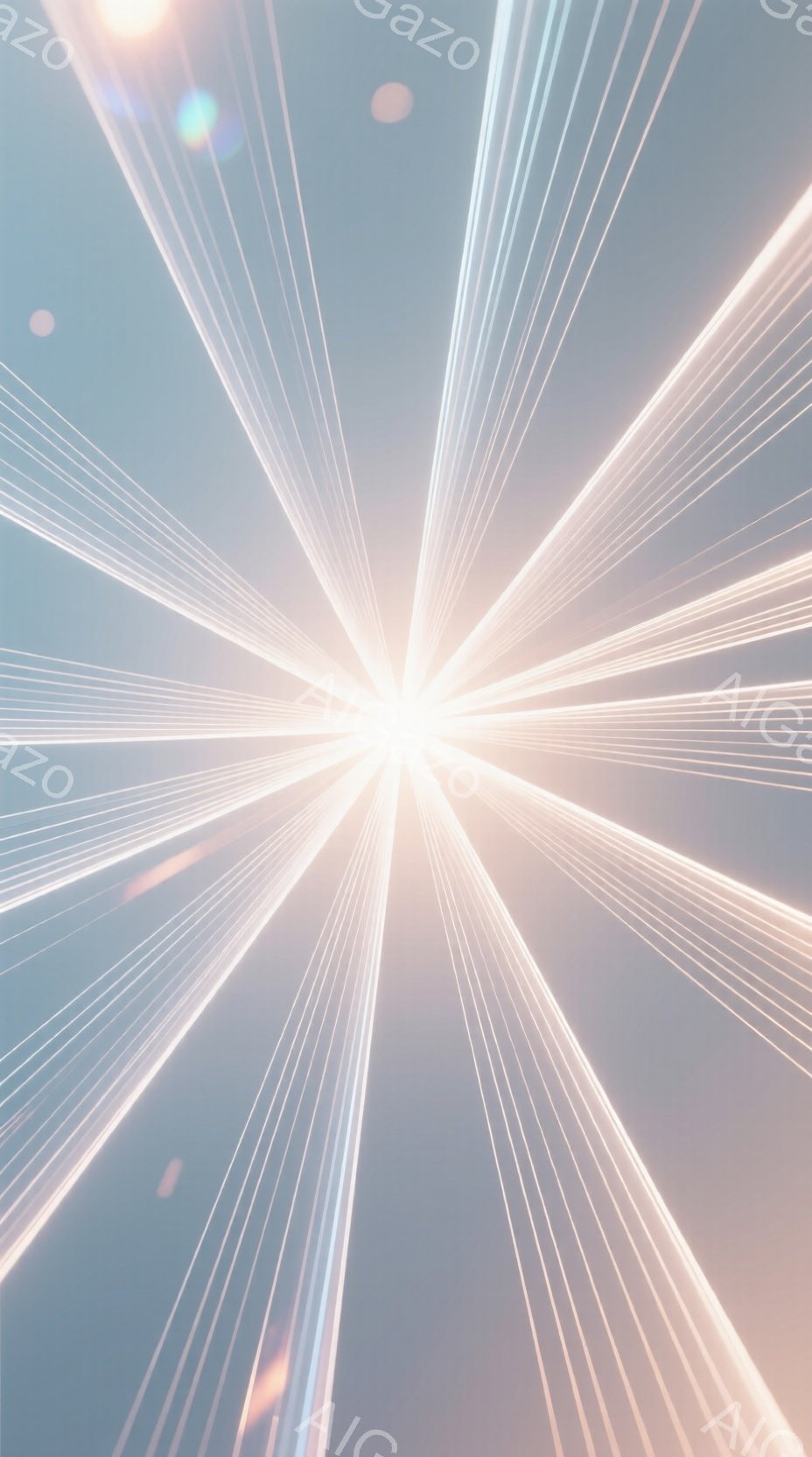 光の線が中心から放射状に広がっており、まるで爆発やエネルギー放出の瞬間を捉えたかのような印象を与える。淡い水色の背景が、光の鮮烈さを際立たせ、未来的な雰囲気を作り出している。全体として、スピード感とダ - AI生成フリー素材