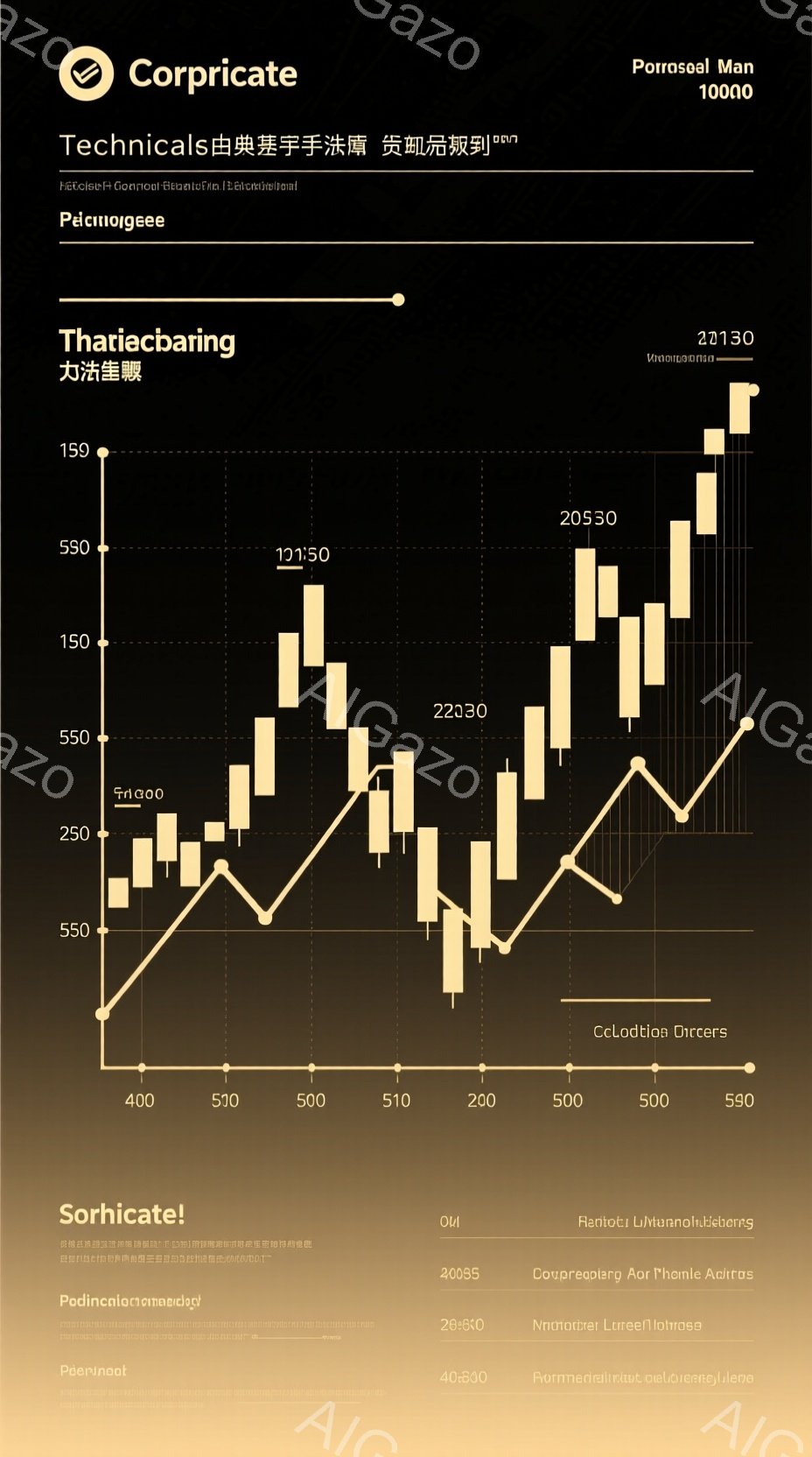 この画像は、金融チャートの視覚的な表現で、様々な色の棒グラフで構成されています。棒グラフは、上昇と下降のパターンを示しており、価格変動のトレンドを表しています。背景は無地で、数値が散りばめられており、金融市場のデータ分析を想起させます。