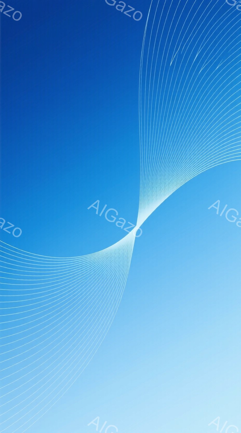 この画像は、青いグラデーションを背景に、白い線が放射状に広がる抽象的な表現です。線は一点から始まり、徐々に分散し、まるで光線やエネルギーの流れを連想させます。全体的に穏やかで静謐な雰囲気が漂い、未来的 - AI生成フリー素材