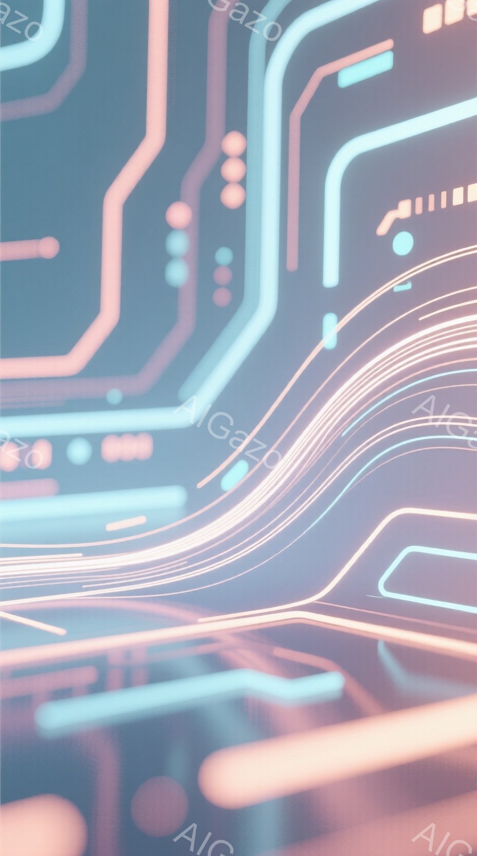 鮮やかなネオンカラーの回路が複雑に絡み合い、未来的なデジタル空間を表現している。光の線が流れるように伸び、全体的にサイバーパンクやテクノロジーを想起させる印象的なビジュアルだ。背景は暗く、回路の光が際 - AI生成フリー素材