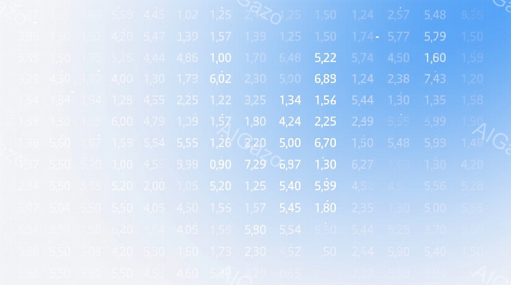 画像は数字で埋め尽くされた抽象的なものです。白地の上に、様々な大きさの黒い数字がランダムに配置されており、人や背景といった特定の要素は確認できません。全体的に無秩序で、視覚的なノイズのような印象を与え - AI生成フリー素材