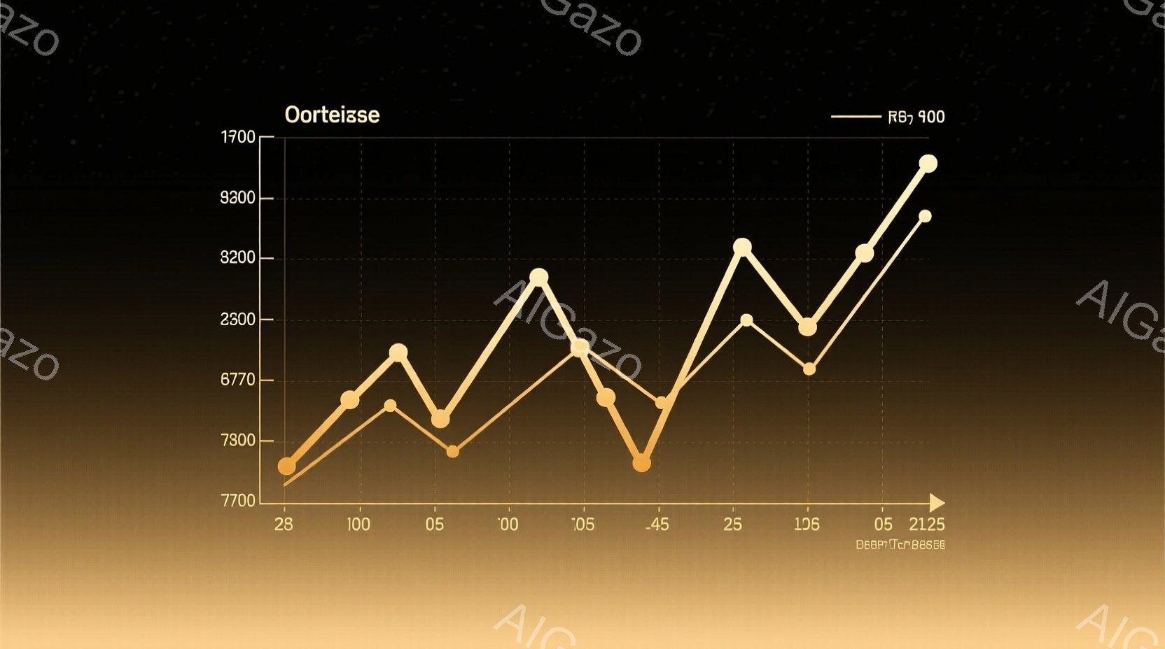 この画像は線グラフで、横軸に時間（05、15、25、45、70、100、105、125）が、縦軸に数値（7700から8300程度）が表示されています。線は起伏があり、数値の増減を示しており、特に105付近で大きく上昇しています。背景は淡いベージュ色で、全体的にシンプルなデータ視覚化のイメージです。