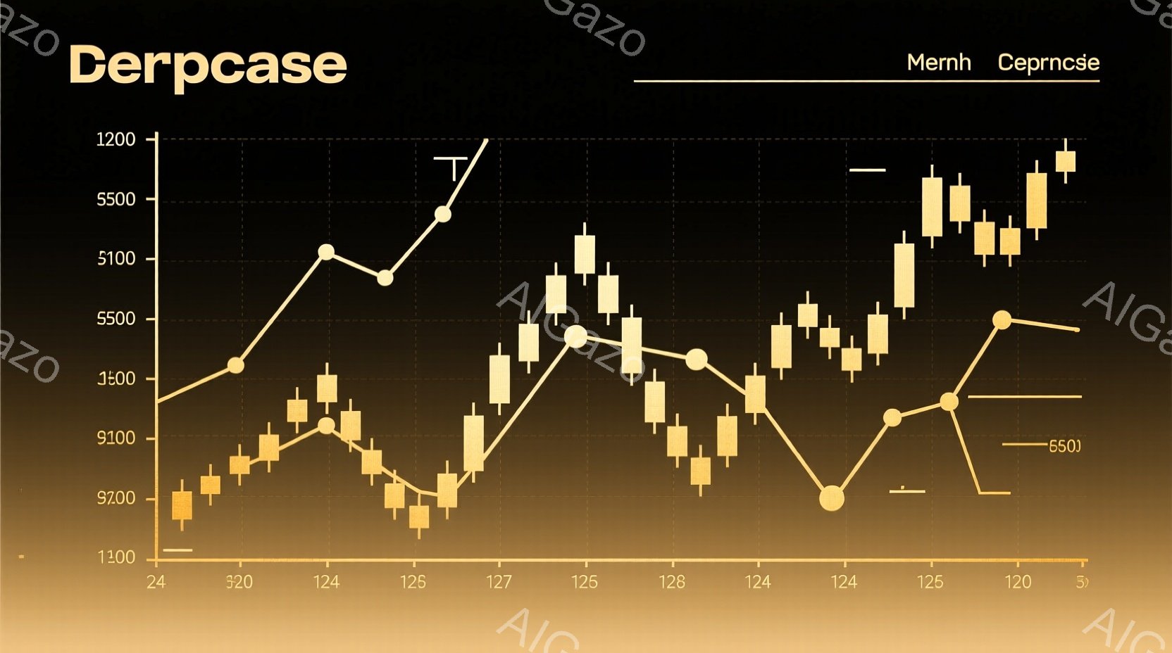 この画像は、時間軸に沿って変化する線グラフと、それに対応する複数の棒状の図形が描かれています。これらの図形は、それぞれ異なる長さと色調を持ち、グラフの上下に配置されています。全体的に、金融市場のチャートのような印象を与え、価格変動やトレンドを示唆しています。