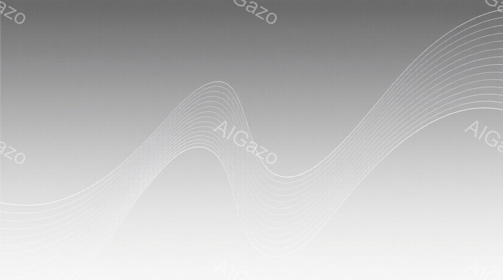 白を基調とした背景に、細い灰色の線が波打つように複数並んでいます。線は緩やかな曲線を描き、まるで光が屈折しているかのような印象を与えます。全体的に穏やかで、抽象的な美しさを感じさせる静止画です。