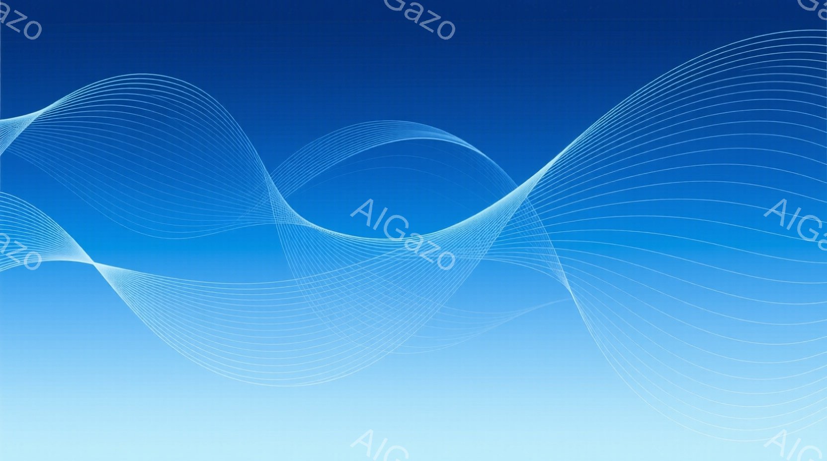 この画像は、明るい青色のグラデーション背景に、白く光る曲線が多数描かれた抽象的なデジタルアート作品です。曲線は互いに交差したり、滑らかに流れるように配置され、躍動感と軽やかさを表現しています。全体として、洗練された、未来的な印象を与える作品です。