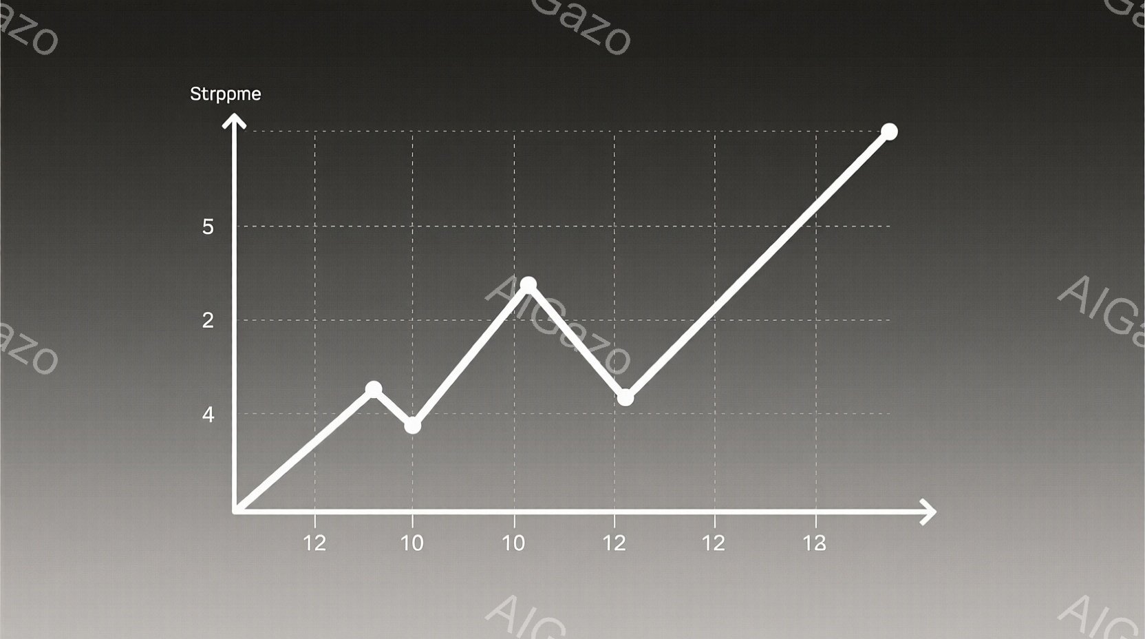 この画像は、横軸が10から13、縦軸が4から5のグラフを示しています。線グラフは、10で4から始まり、11で増加し、12で減少、そして13で再び増加しています。背景はグレーのグラデーションで、全体的に簡潔でデータ視覚化に特化した印象を与えます。