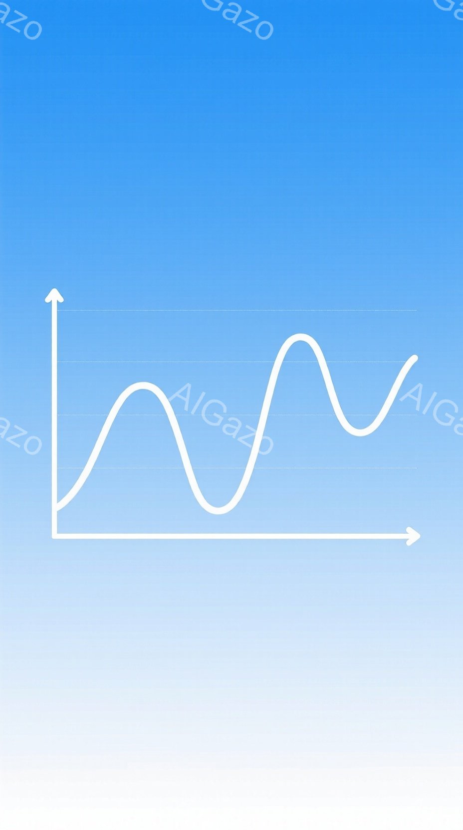 白い背景に、横軸と縦軸を持つ線グラフが描かれています。線は波打った形をしており、上下に変動しながら右方向へ進んでいます。全体的にシンプルで、データや傾向を示す視覚的な表現として捉えられます。