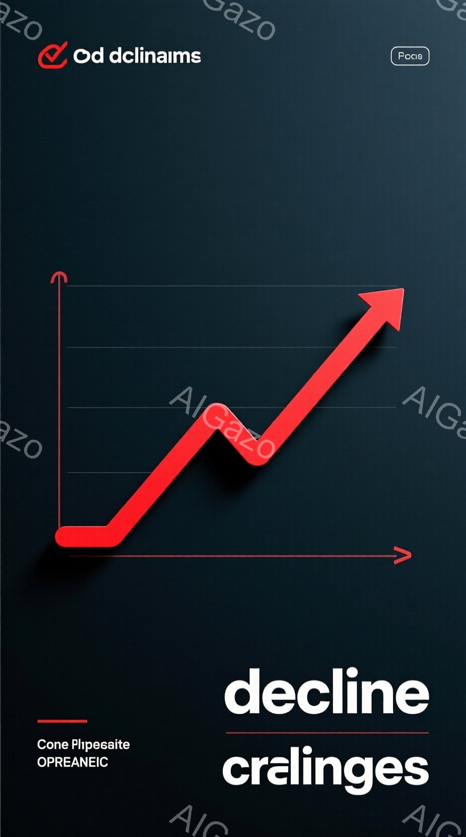 鮮やかな赤色の折れ線グラフが、濃いグレーの背景に描かれています。グラフは左から右へ上昇し、途中少し下落した後に再び上昇しています。背景は単色で、グラフが際立っており、全体としてダイナミックで変化を表すイメージです。